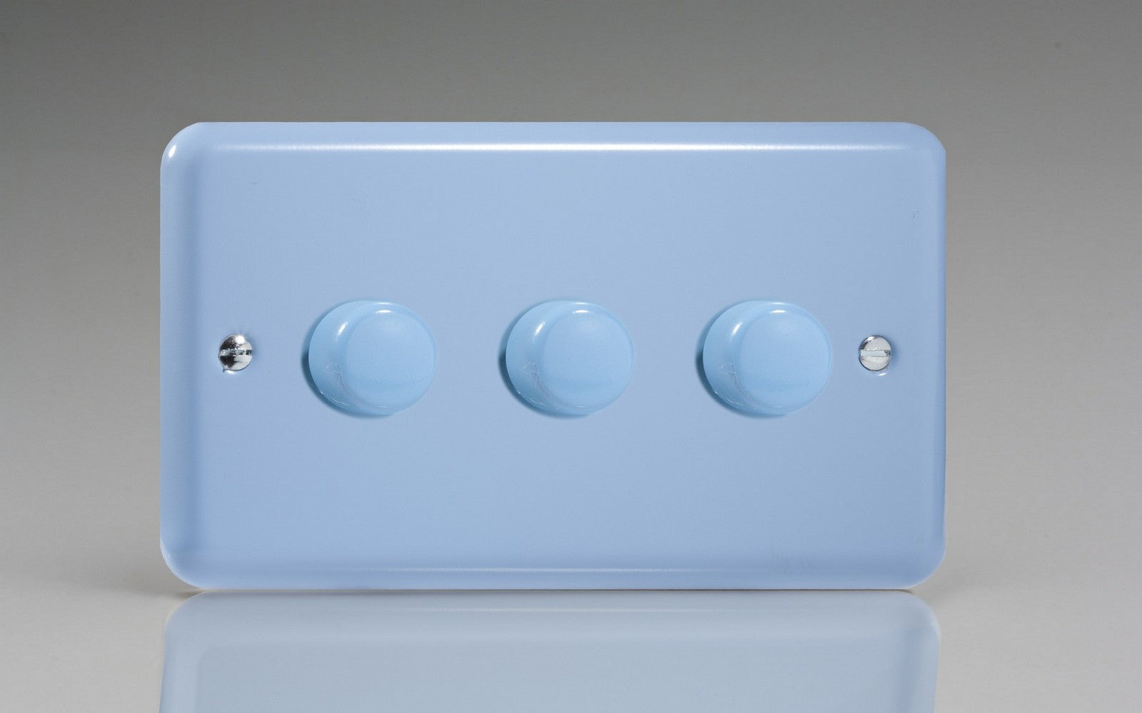 Varilight HY33.DB Lily Duck Egg Blue 3-Gang 2-Way Push-On/Off Rotary Dimmer 3 x 60-400W (Twin Plate)