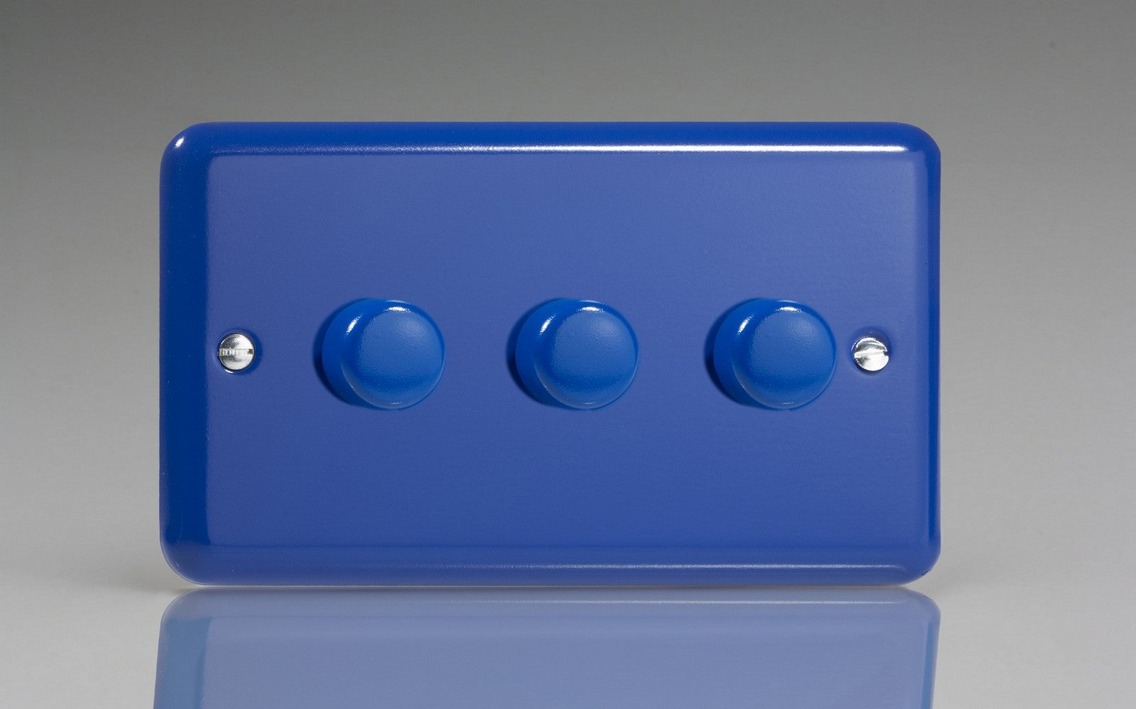 Varilight HY33.RB Lily Reflex Blue 3-Gang 2-Way Push-On/Off Rotary Dimmer 3 x 60-400W (Twin Plate)