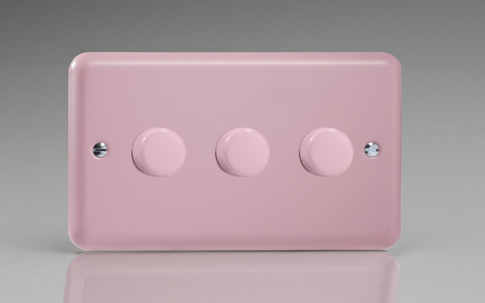 Varilight HY33.RP Lily Rose Pink 3-Gang 2-Way Push-On/Off Rotary Dimmer 3 x 60-400W (Twin Plate)