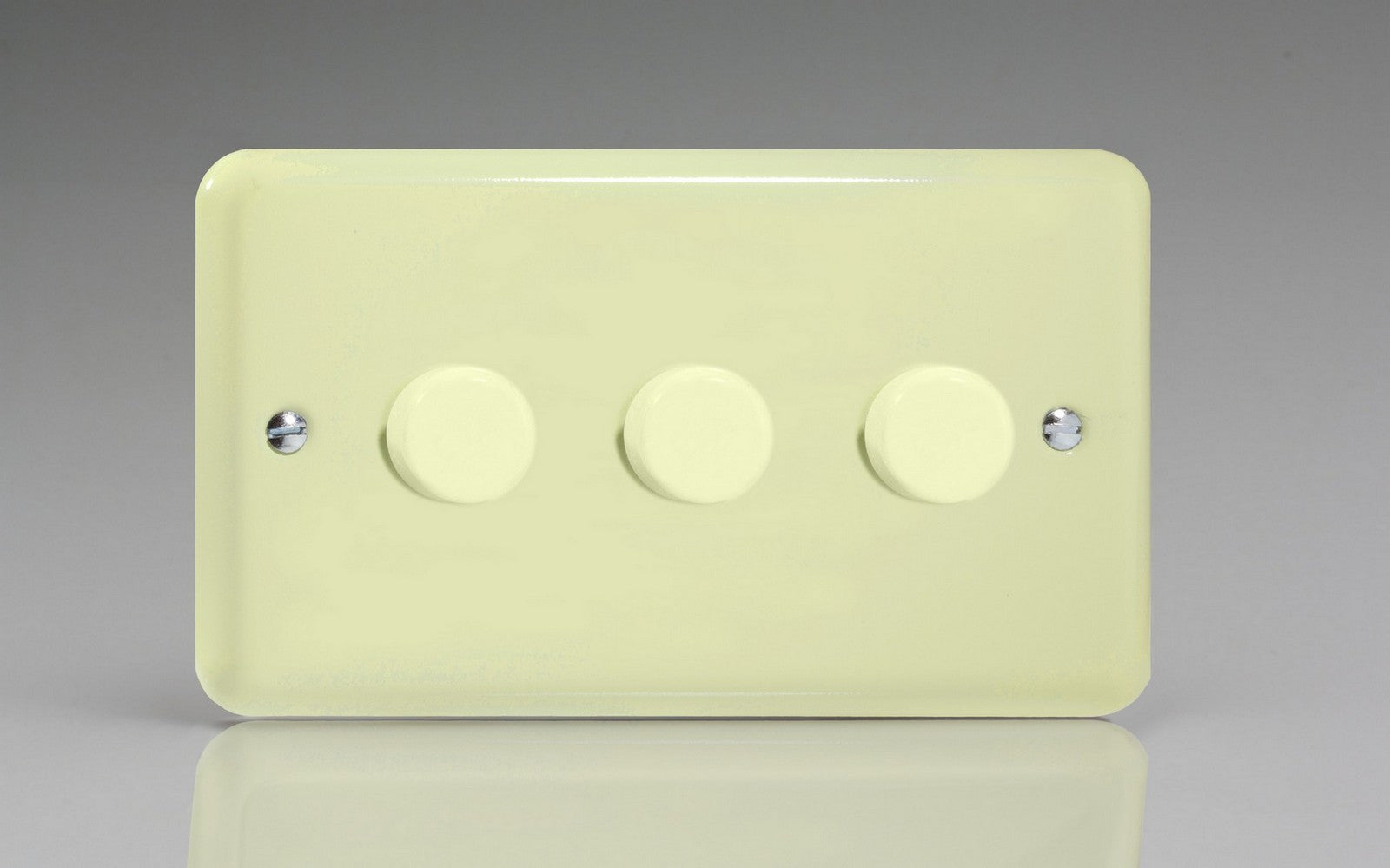 Varilight HY33.WC Lily White Chocolate 3-Gang 2-Way Push-On/Off Rotary Dimmer 3 x 60-400W (Twin Plate)