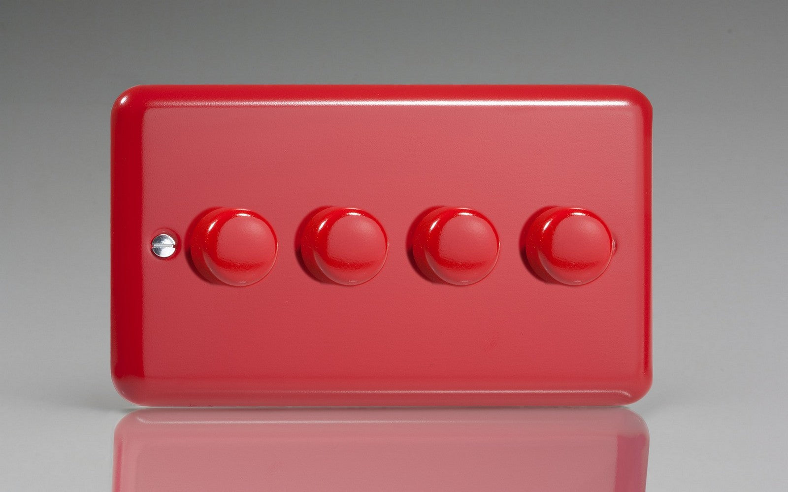 Varilight HY44.PR Lily Pillar Box Red 4-Gang 2-Way Push-On/Off Rotary Dimmer 4 x 40-250W (Twin Plate)