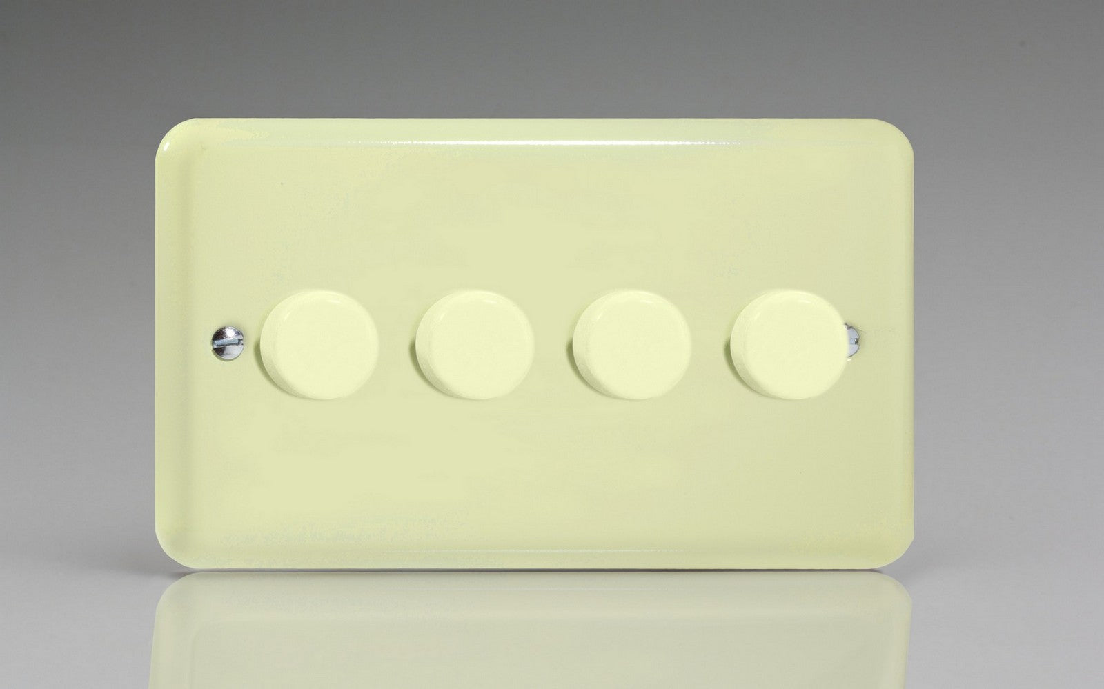 Varilight HY44.WC Lily White Chocolate 4-Gang 2-Way Push-On/Off Rotary Dimmer 4 x 40-250W (Twin Plate)