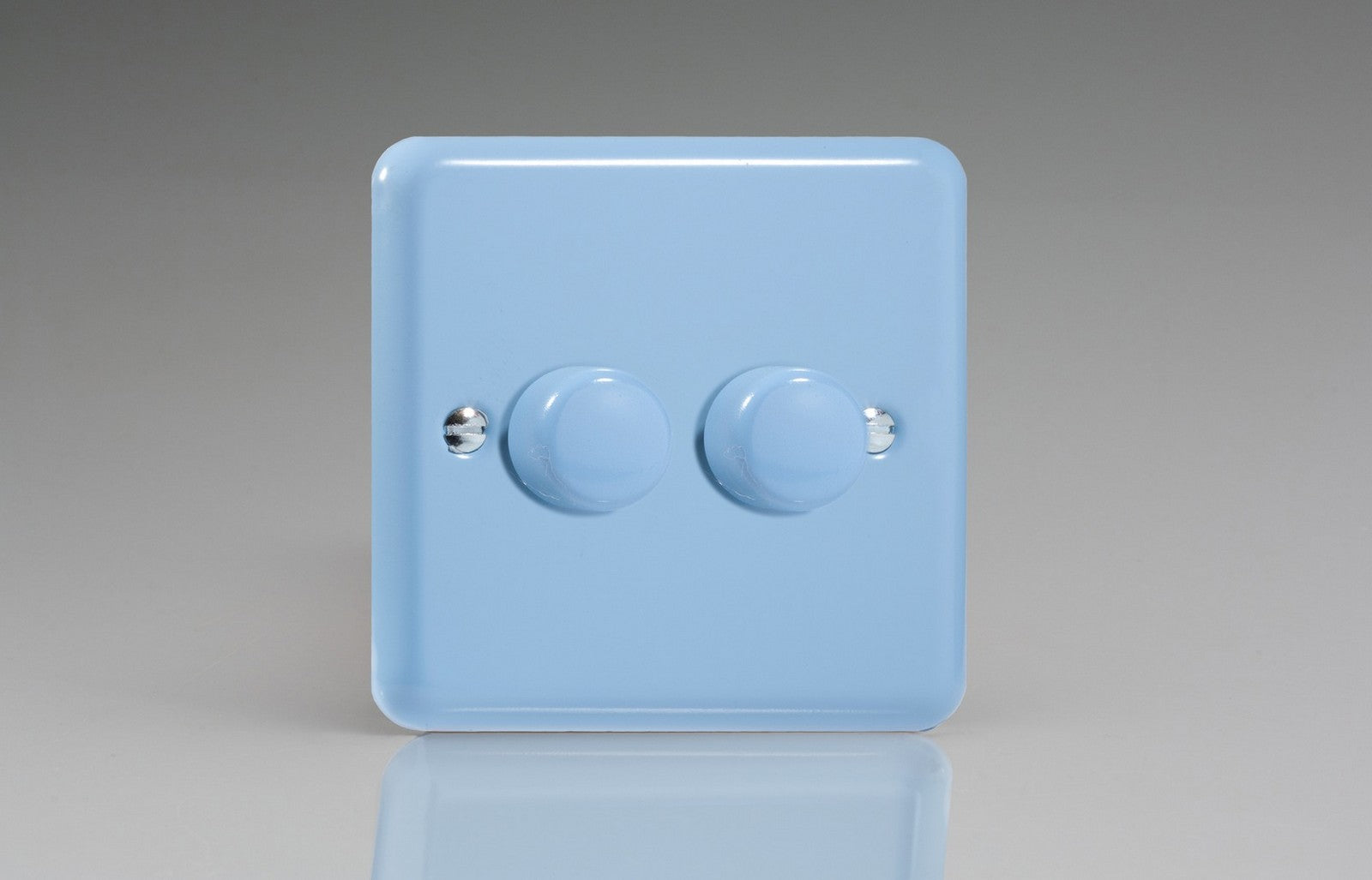 Varilight HY83.DB Lily Duck Egg Blue 2-Gang 2-Way Push-On/Off Rotary Dimmer 2 x 60-400W
