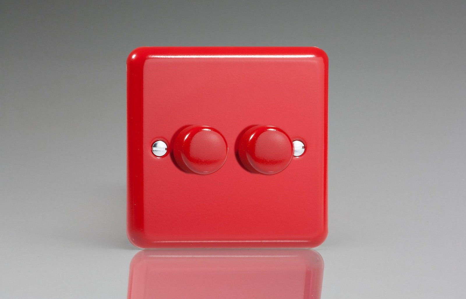 Varilight HY83.PR Lily Pillar Box Red 2-Gang 2-Way Push-On/Off Rotary Dimmer 2 x 60-400W
