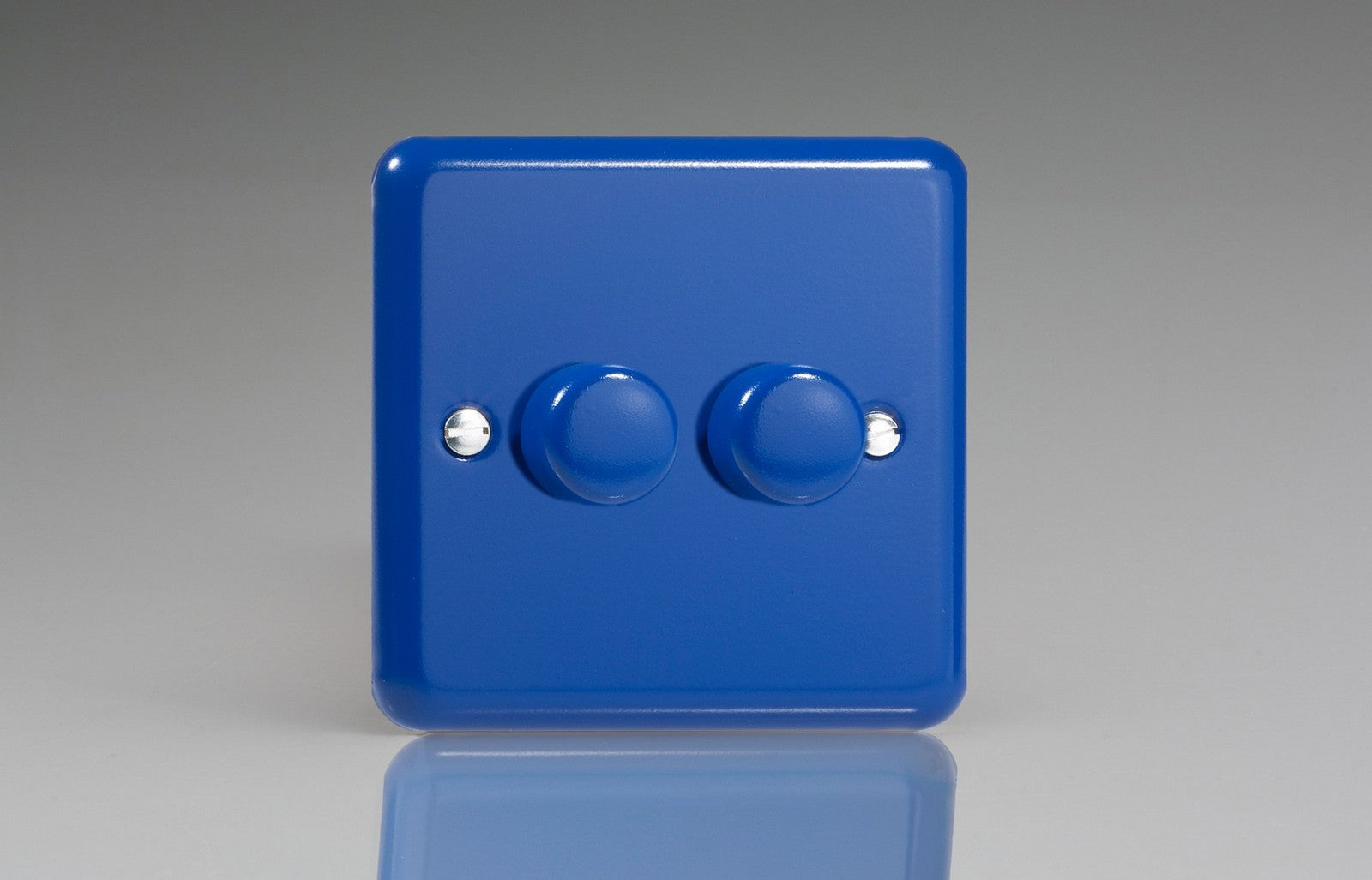 Varilight HY83.RB Lily Reflex Blue 2-Gang 2-Way Push-On/Off Rotary Dimmer 2 x 60-400W