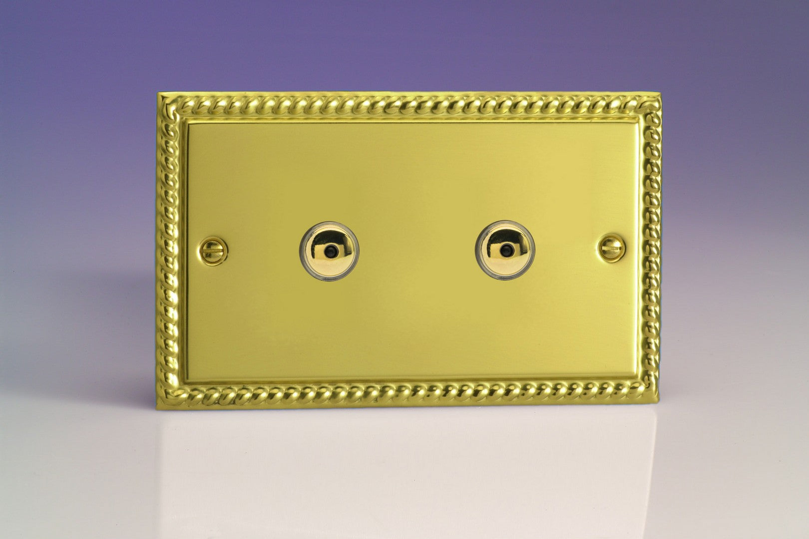 Varilight IGI602M Classic Georgian Brass 2-Gang 1-Way Remote Control/Touch Master Dimmer 2 x 60-600W (Twin Plate)