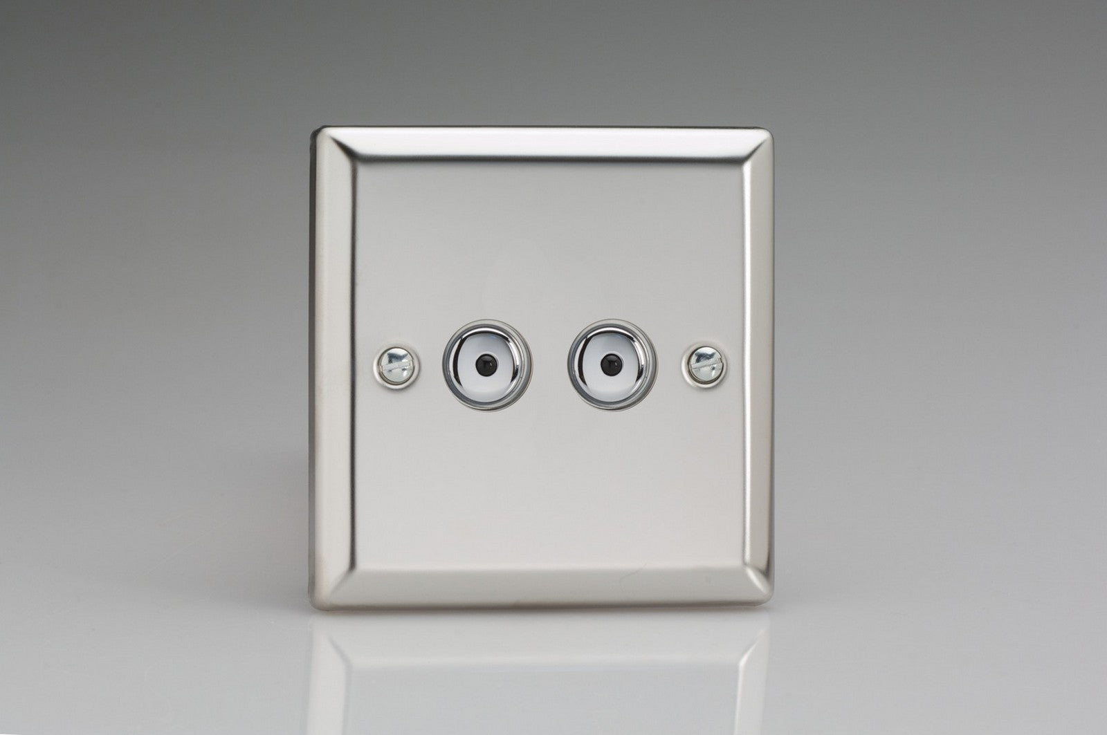 Varilight IJCI102 Classic Mirror Chrome 2-Gang 1-Way Remote/Touch Control Master LED Dimmer 2 x 0-100W (1-10 LEDs)