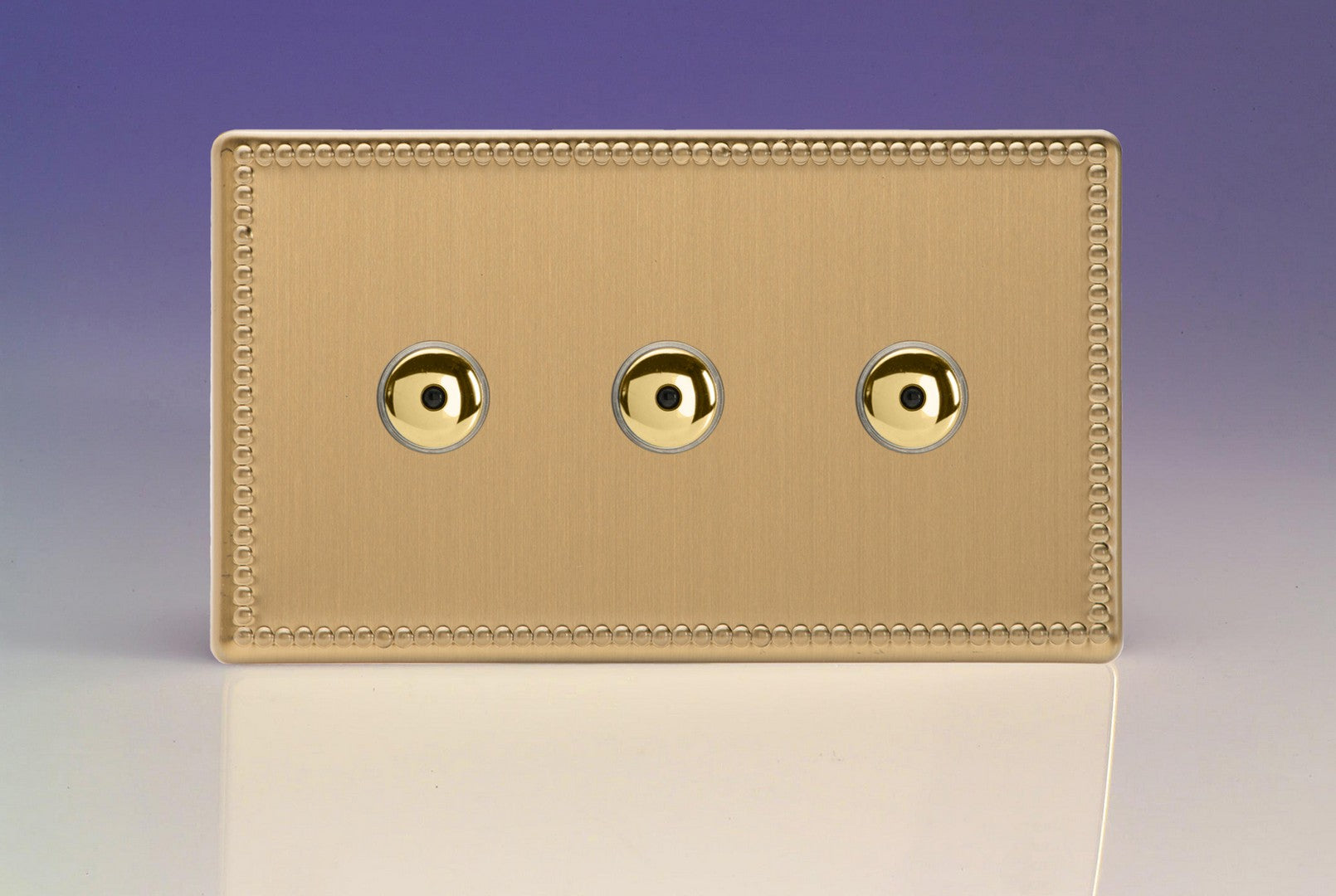 Varilight IJDYI103S.JB Jubilee Brushed Brass 3-Gang 1-Way Remote/Touch Control Master LED Dimmer 3 x 0-100W (1-10 LEDs) (Twin Plate)