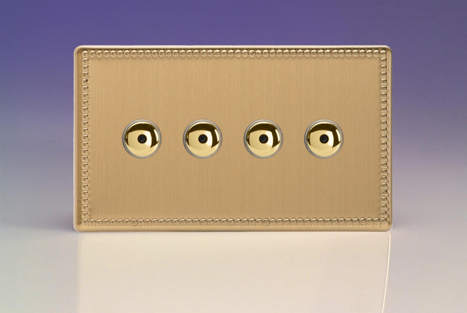 Varilight IJDYI104S.JB Jubilee Brushed Brass 4-Gang 1-Way Remote/Touch Control Master LED Dimmer 4 x 0-100W (1-10 LEDs) (Twin Plate)