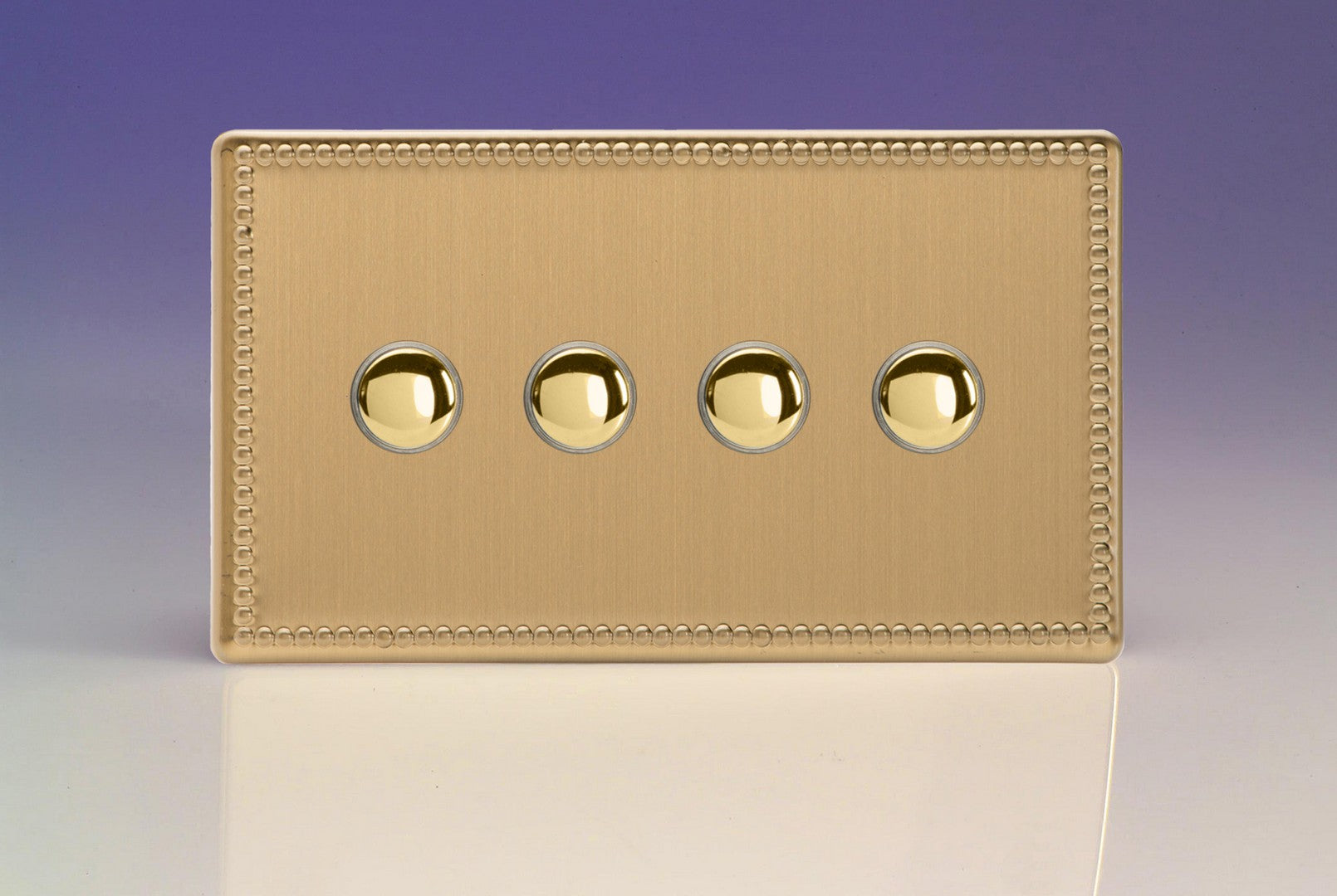Varilight IJDYS004S.JB Jubilee Brushed Brass 4-Gang Tactile Touch Control Dimming Slave for use with Master on 2-Way Circuits (Twin Plate)