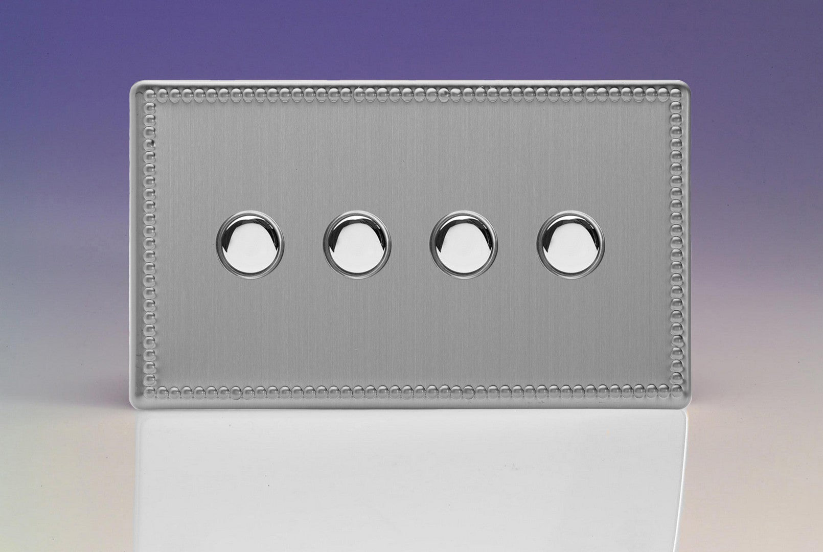 Varilight IJDYS004S.JS Jubilee Brushed Steel 4-Gang Tactile Touch Control Dimming Slave for use with Master on 2-Way Circuits (Twin Plate)