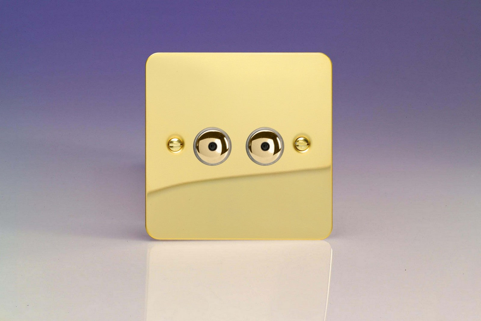 Varilight IJFVI102 Ultraflat Polished Brass 2-Gang 1-Way Remote/Touch Control Master LED Dimmer 2 x 0-100W (1-10 LEDs)