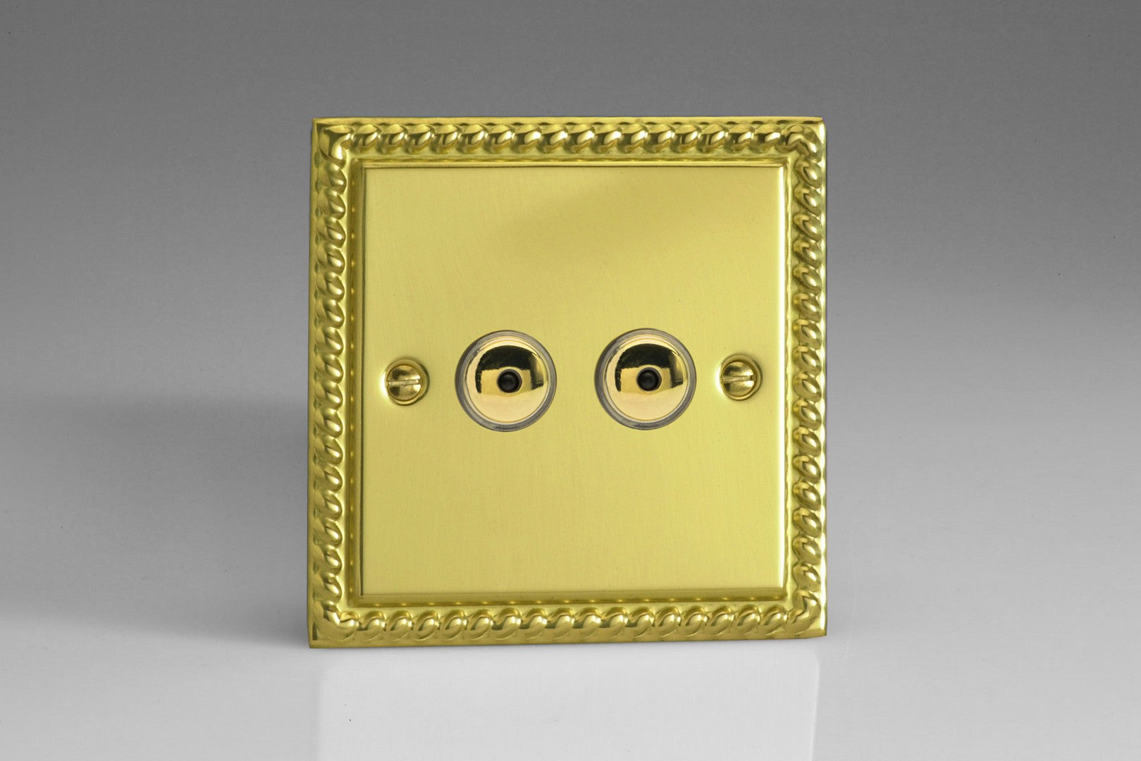 Varilight IJGI102 Classic Georgian Brass 2-Gang 1-Way Remote/Touch Control Master LED Dimmer 2 x 0-100W (1-10 LEDs)