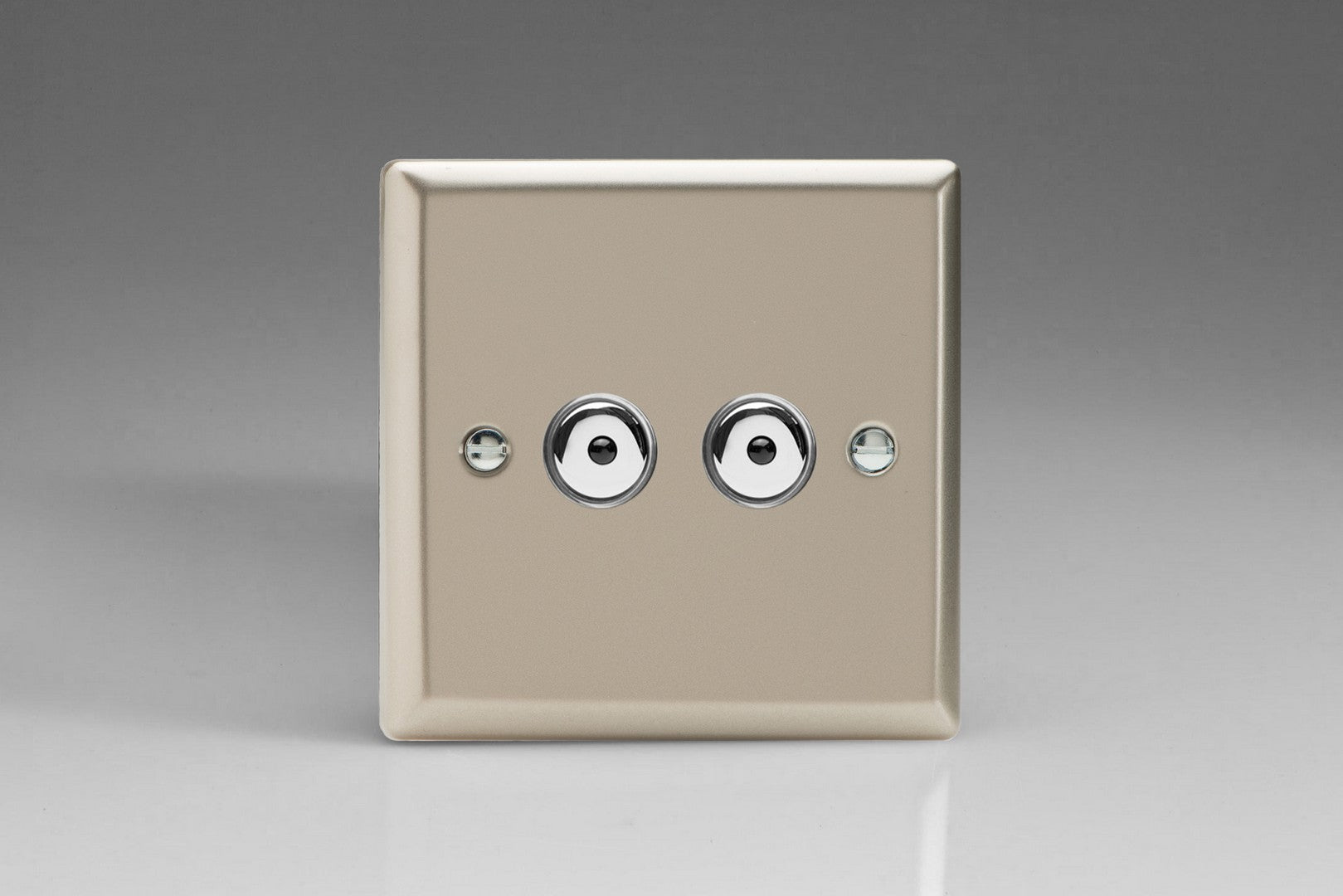 Varilight IJNI102 Classic Satin Chrome 2-Gang 1-Way Remote/Touch Control Master LED Dimmer 2 x 0-100W (1-10 LEDs)