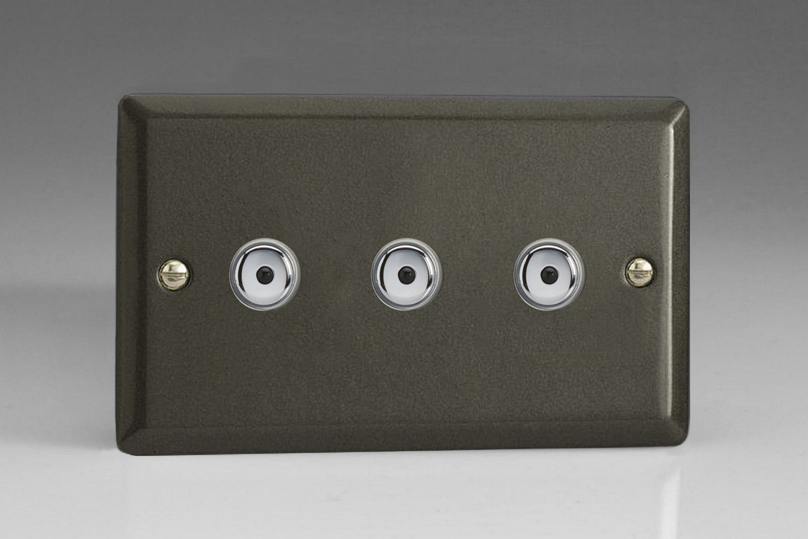 Varilight IJPI103 Classic Graphite 21 3-Gang 1-Way Remote/Touch Control Master LED Dimmer 3 x 0-100W (1-10 LEDs) (Twin Plate)
