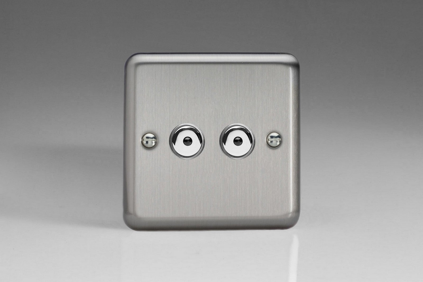 Varilight IJSI102 Value Matt Chrome 2-Gang 1-Way Remote/Touch Control Master LED Dimmer 2 x 0-100W (1-10 LEDs)
