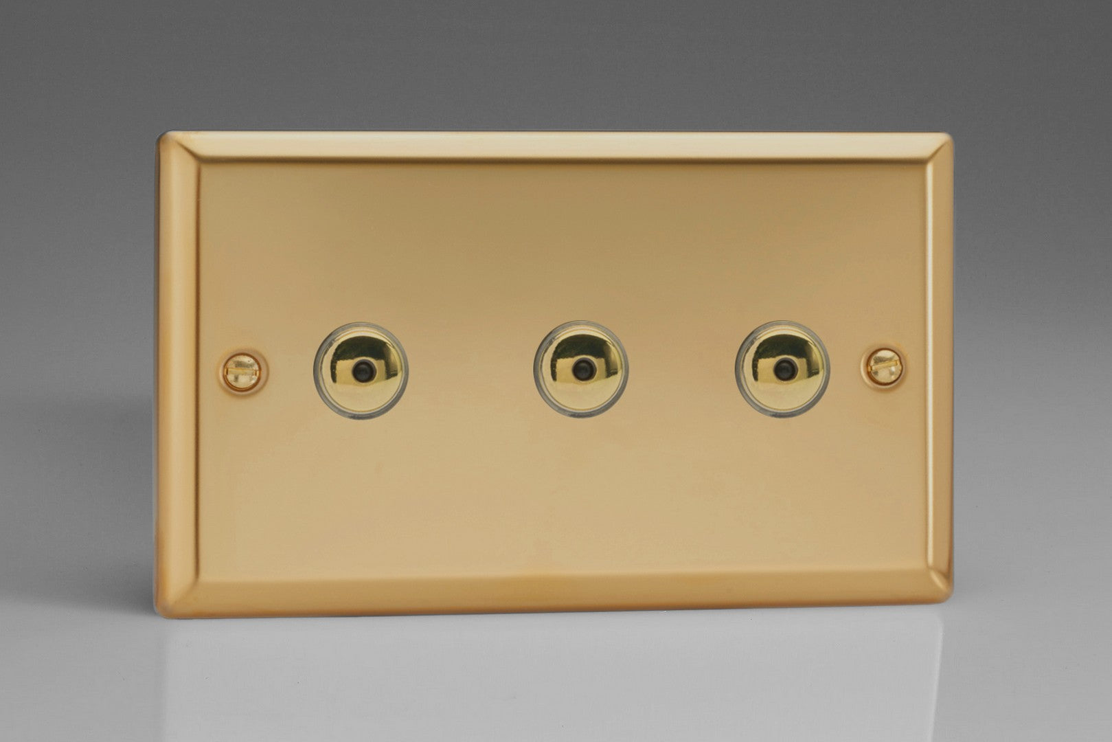 Varilight IJVI103 Classic Victorian Brass 3-Gang 1-Way Remote/Touch Control Master LED Dimmer 3 x 0-100W (1-10 LEDs) (Twin Plate)