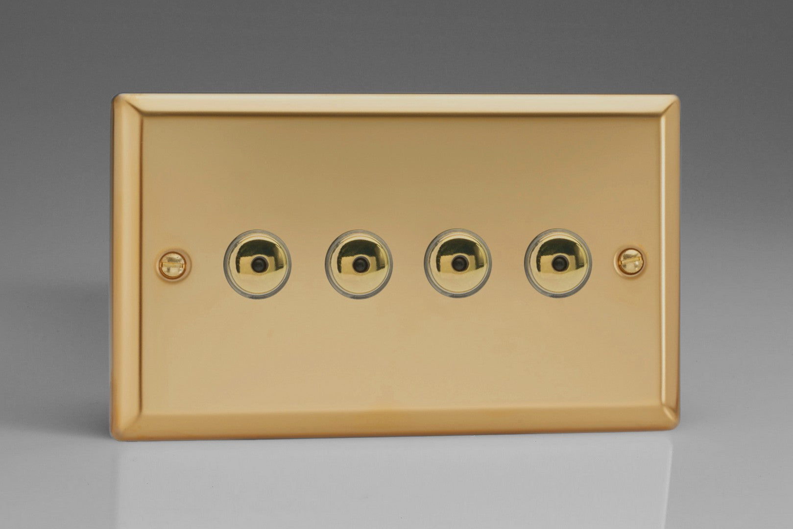 Varilight IJVI104 Classic Victorian Brass 4-Gang 1-Way Remote/Touch Control Master LED Dimmer 4 x 0-100W (1-10 LEDs) (Twin Plate)