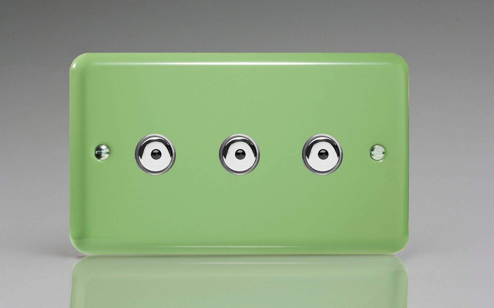 Varilight IJYI103.BG Lily Beryl Green 3-Gang 1-Way Remote/Touch Control Master LED Dimmer 3 x 0-100W (1-10 LEDs) (Twin Plate)