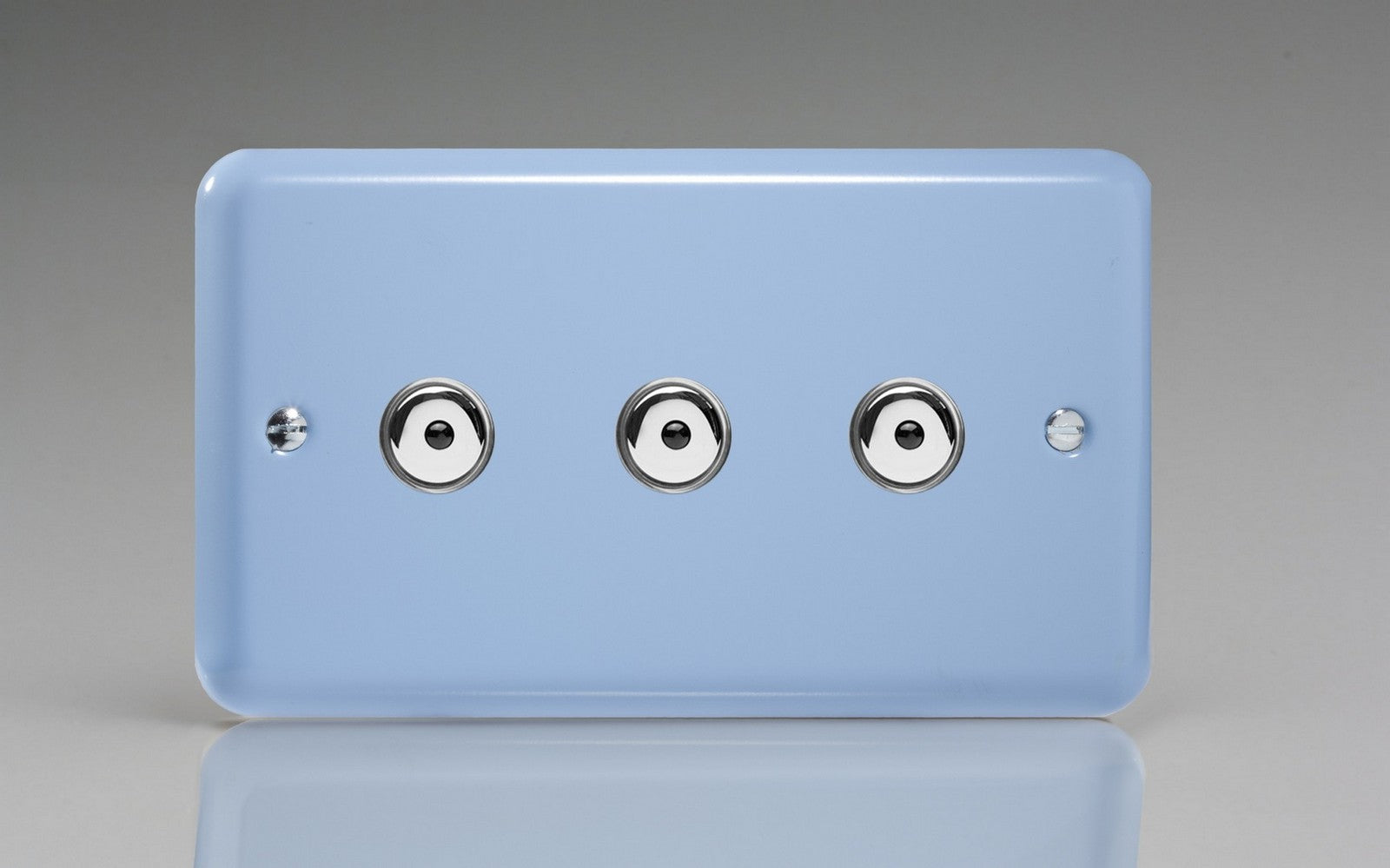Varilight IJYI103.DB Lily Duck Egg Blue 3-Gang 1-Way Remote/Touch Control Master LED Dimmer 3 x 0-100W (1-10 LEDs) (Twin Plate)