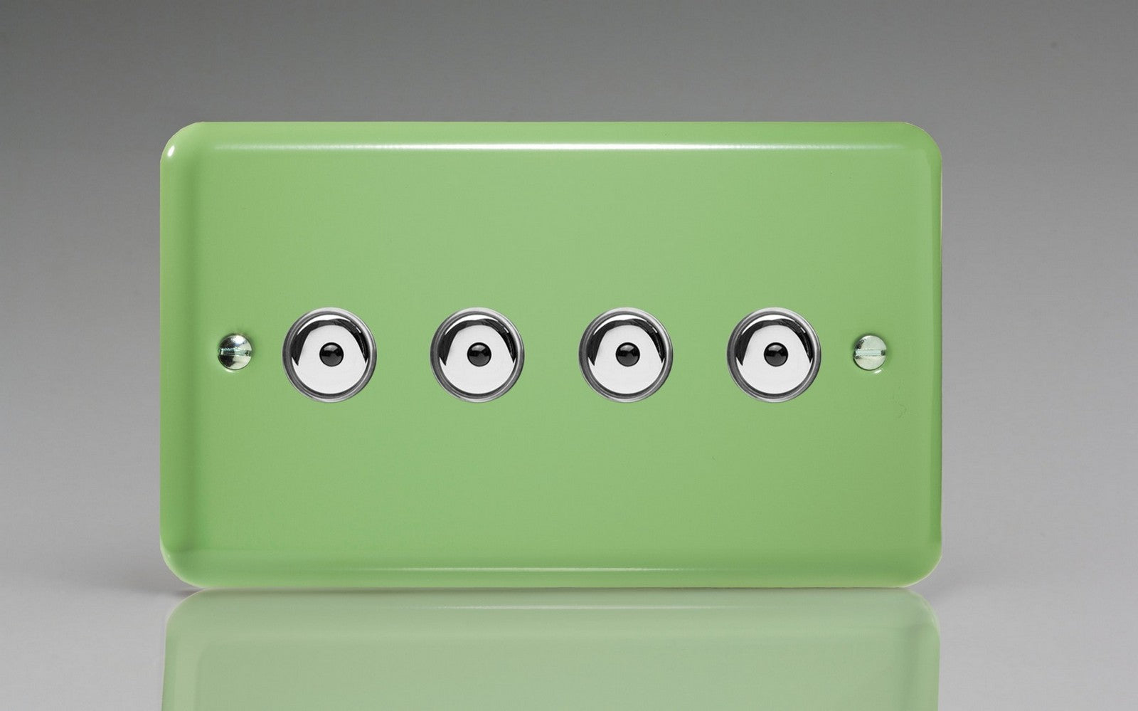 Varilight IJYI104.BG Lily Beryl Green 4-Gang 1-Way Remote/Touch Control Master LED Dimmer 4 x 0-100W (1-10 LEDs) (Twin Plate)