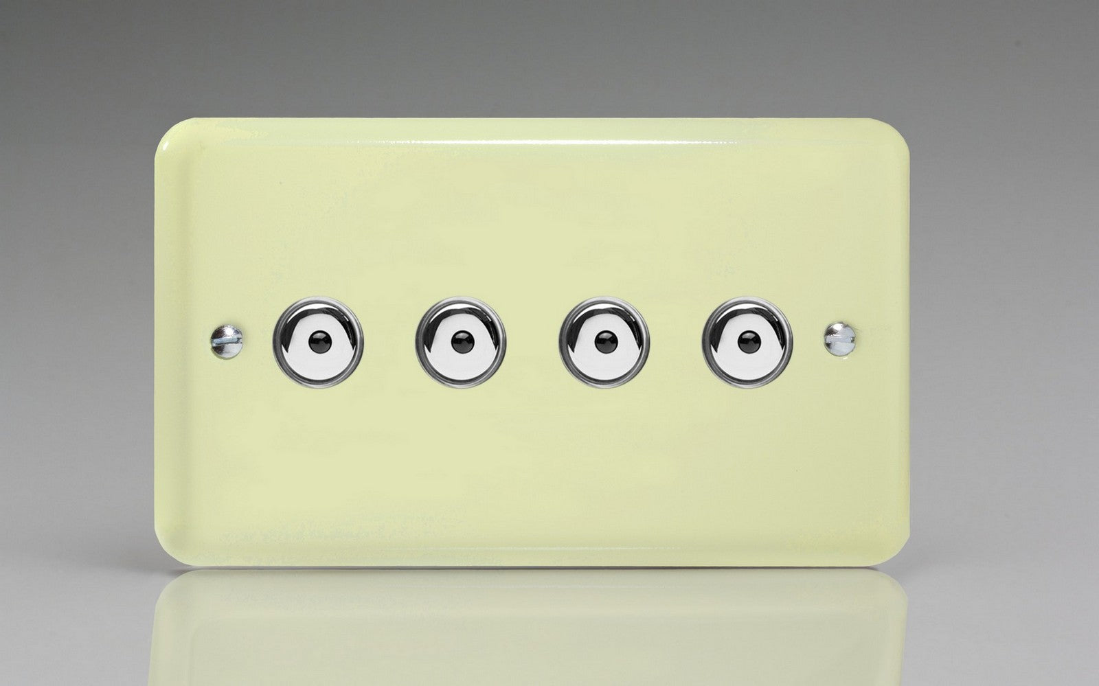 Varilight IJYI104.WC Lily White Chocolate 4-Gang 1-Way Remote/Touch Control Master LED Dimmer 4 x 0-100W (1-10 LEDs) (Twin Plate)