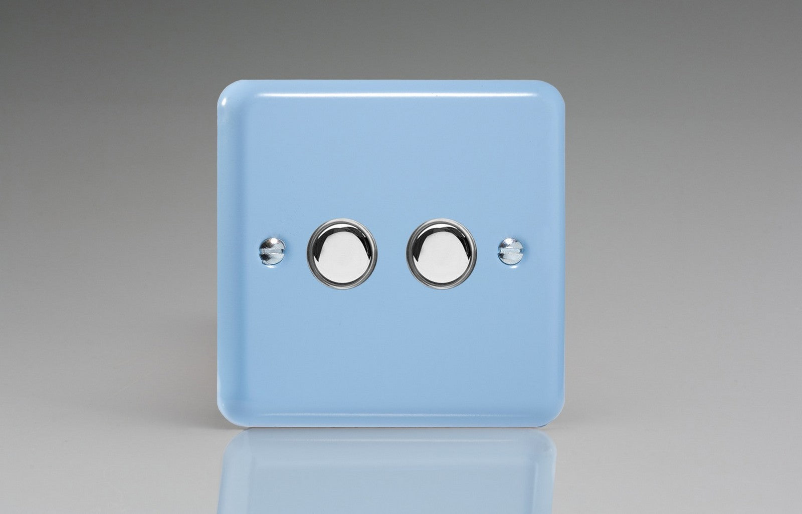 Varilight IJYS002.DB Lily Duck Egg Blue 2-Gang Tactile Touch Control Dimming Slave for use with Master on 2-Way Circuits
