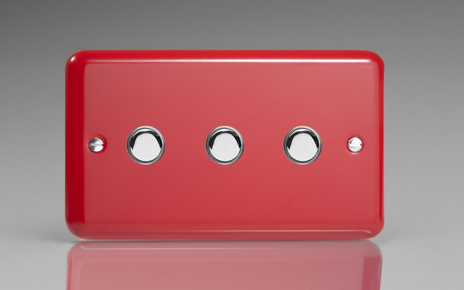 Varilight IJYS003.PR Lily Pillar Box Red 3-Gang Tactile Touch Control Dimming Slave for use with Master on 2-Way Circuits (Twin Plate)
