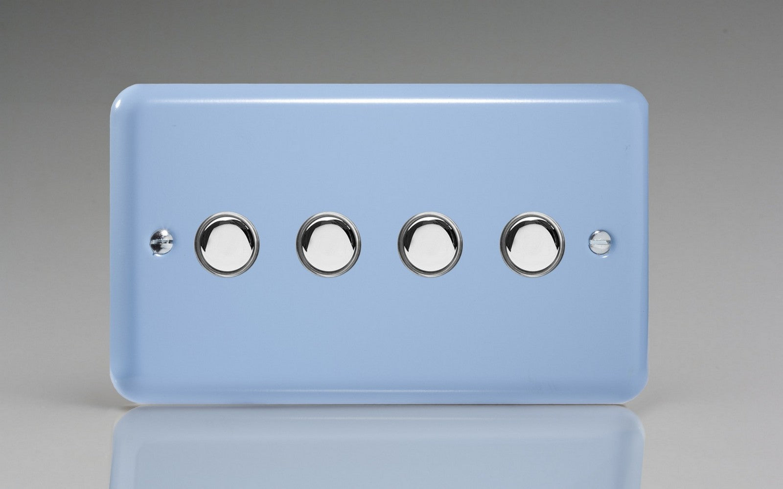 Varilight IJYS004.DB Lily Duck Egg Blue 4-Gang Tactile Touch Control Dimming Slave for use with Master on 2-Way Circuits (Twin Plate)