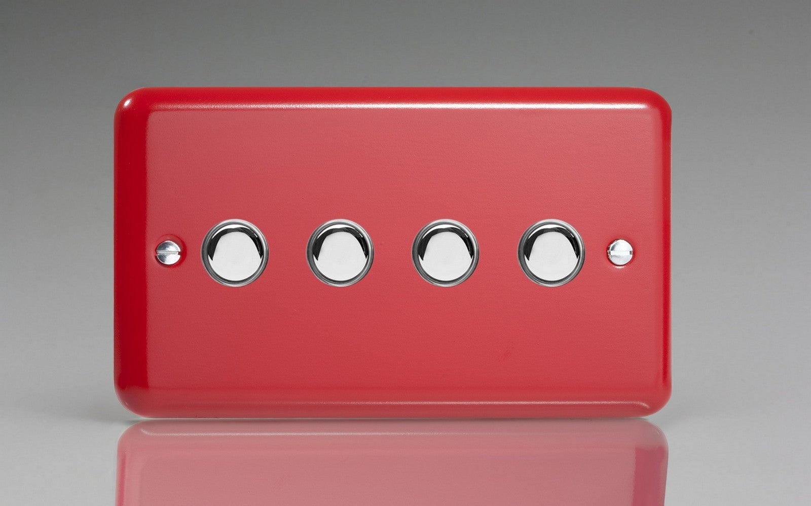 Varilight IJYS004.PR Lily Pillar Box Red 4-Gang Tactile Touch Control Dimming Slave for use with Master on 2-Way Circuits (Twin Plate)