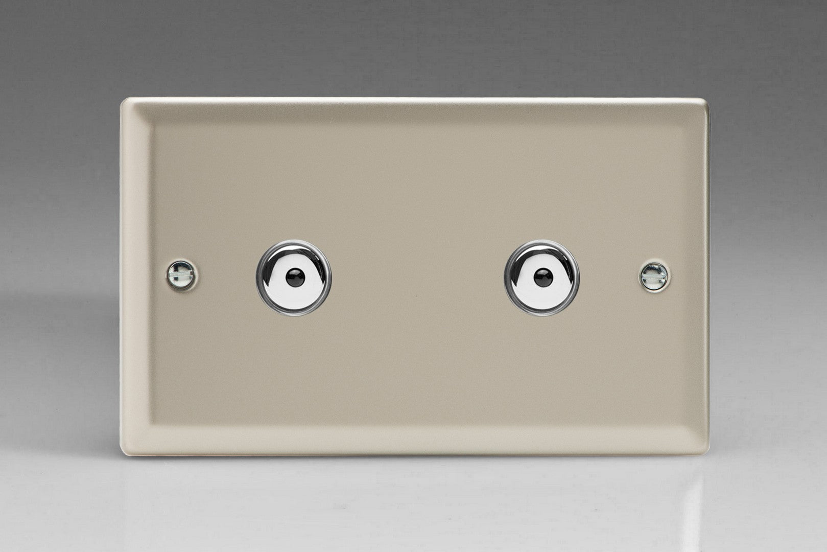 Varilight INI602M Classic Satin Chrome 2-Gang 1-Way Remote Control/Touch Master Dimmer 2 x 60-600W (Twin Plate)
