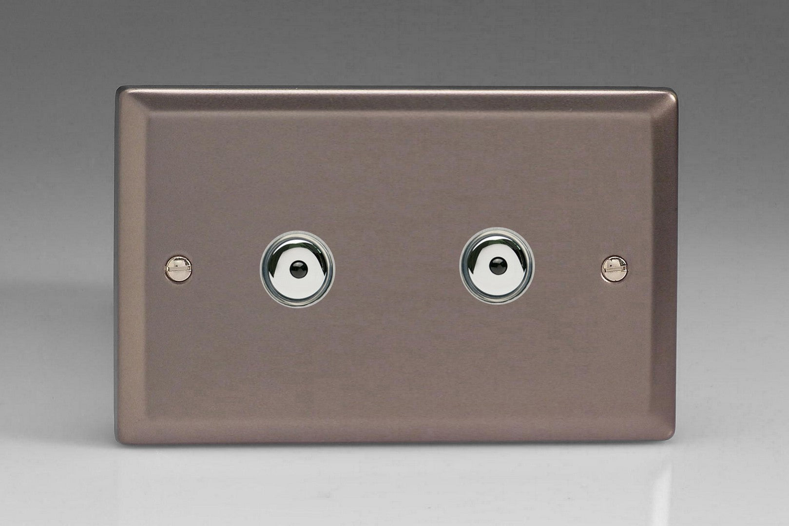 Varilight IRI602M Classic Pewter 2-Gang 1-Way Remote Control/Touch Master Dimmer 2 x 60-600W (Twin Plate)