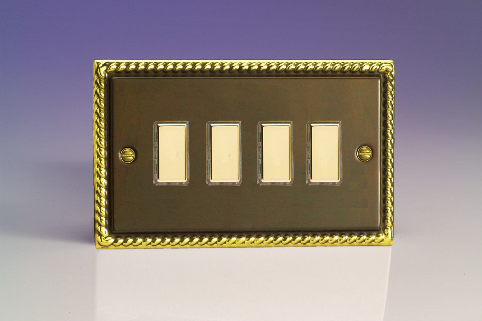 Varilight JAES004 Classic Antique Georgian 4-Gang Tactile Touch Control Dimming Slave for use with Multi-Point Touch or Remote Master on 2-Way Circuits (Twin Plate)