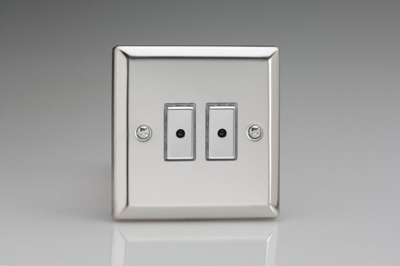 Varilight JCE102 Classic Mirror Chrome 2-Gang Multi-Way Remote/Tactile Touch Control Master LED Dimmer 2 x 0-100W (1-10 LEDs)