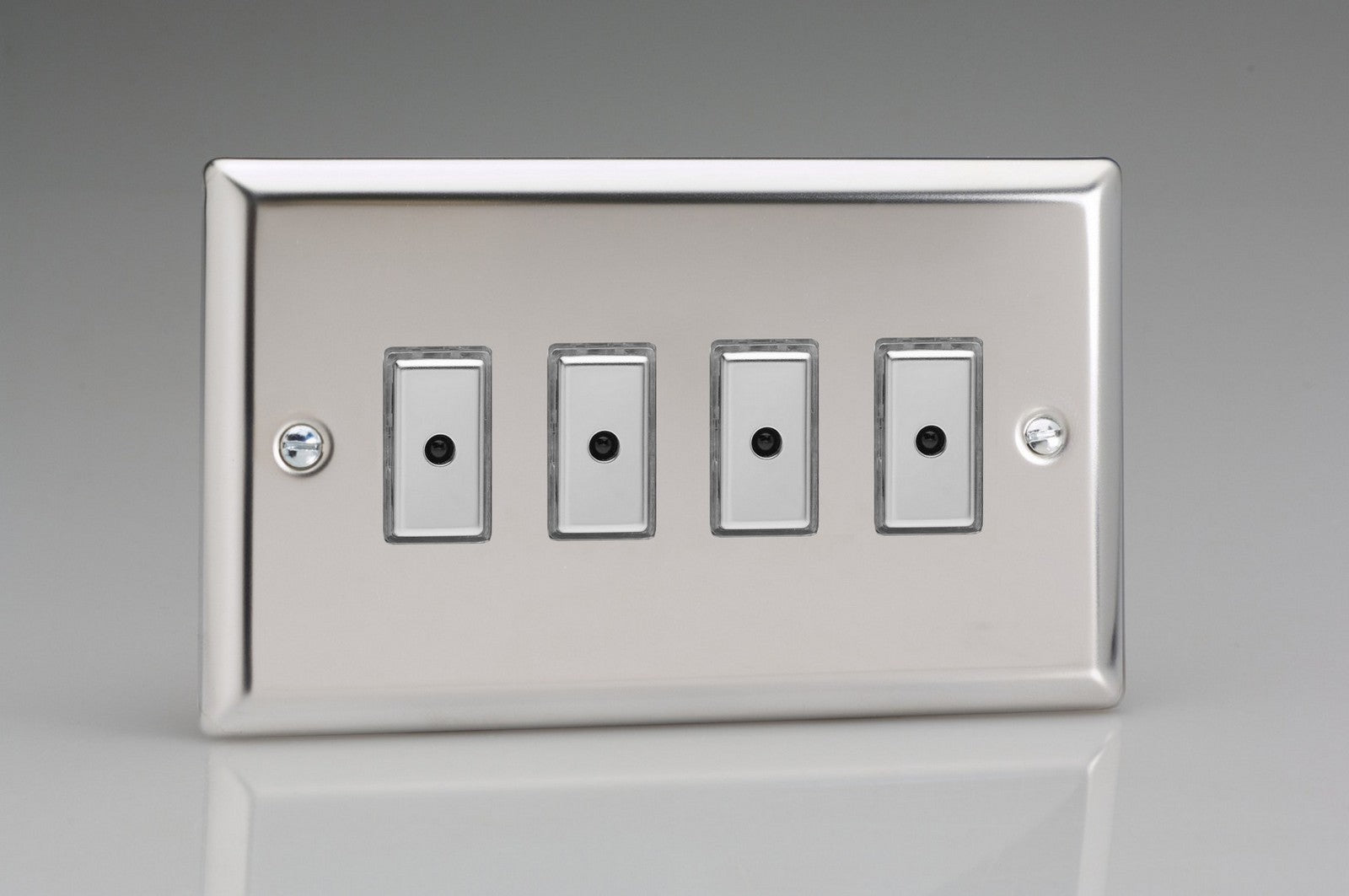Varilight JCE104 Classic Mirror Chrome 4-Gang Multi-Way Remote/Tactile Touch Control Master LED Dimmer 4 x 0-100W (1-10 LEDs)
