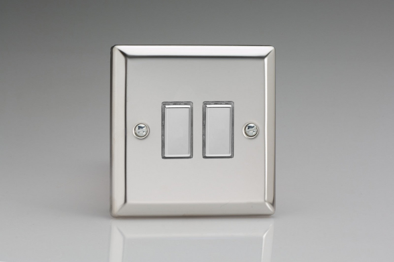 Varilight JCES002 Classic Mirror Chrome 2-Gang Tactile Touch Control Dimming Slave for use with Multi-Point Touch or Remote Master on 2-Way Circuits