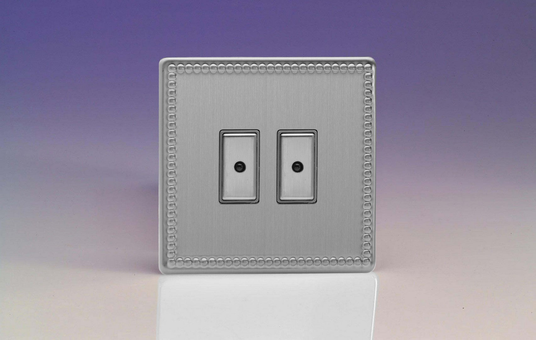 Varilight JDYE102S.JS Jubilee Brushed Steel 2-Gang Multi-Way Remote/Tactile Touch Control Master LED Dimmer 2 x 0-100W (1-10 LEDs)