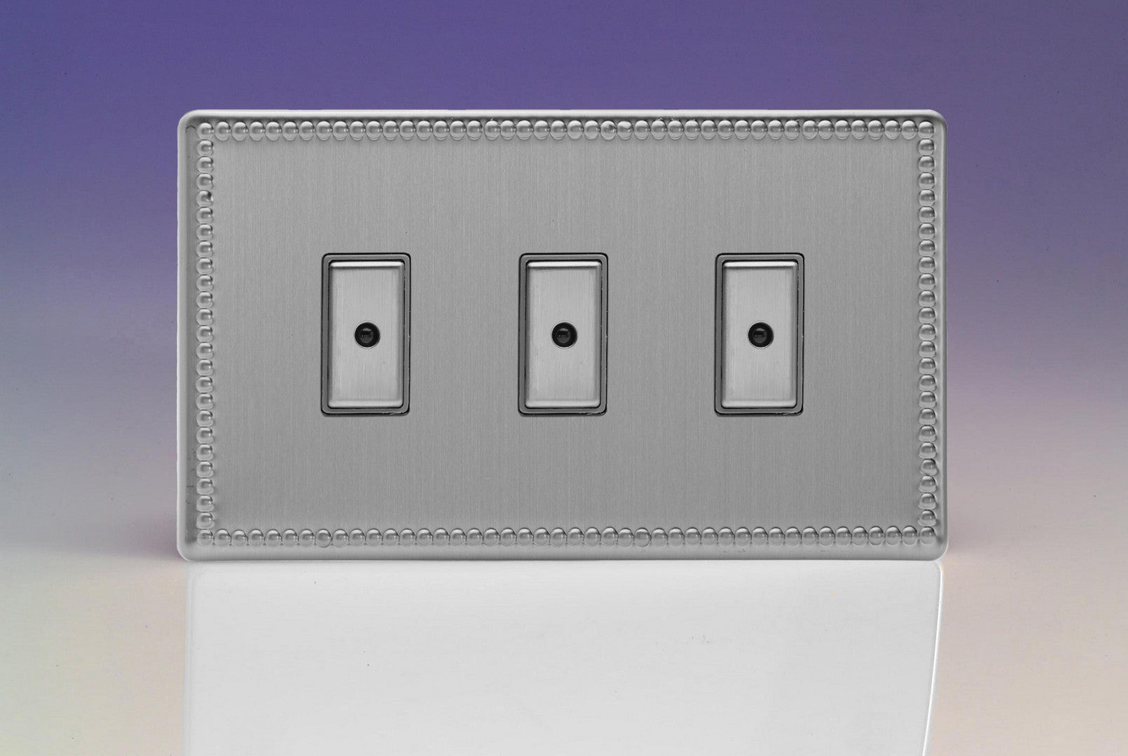 Varilight JDYE103S.JS Jubilee Brushed Steel 3-Gang Multi-Way Remote/Tactile Touch Control Master LED Dimmer 3 x 0-100W (1-10 LEDs)