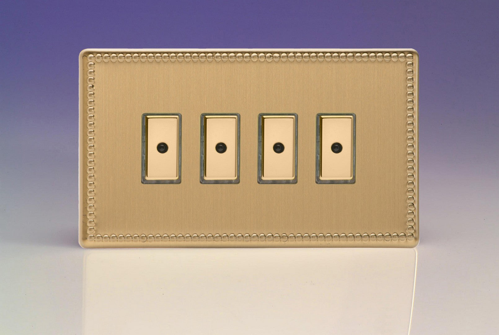 Varilight JDYE104S.JB Jubilee Brushed Brass 4-Gang Multi-Way Remote/Tactile Touch Control Master LED Dimmer 4 x 0-100W (1-10 LEDs)