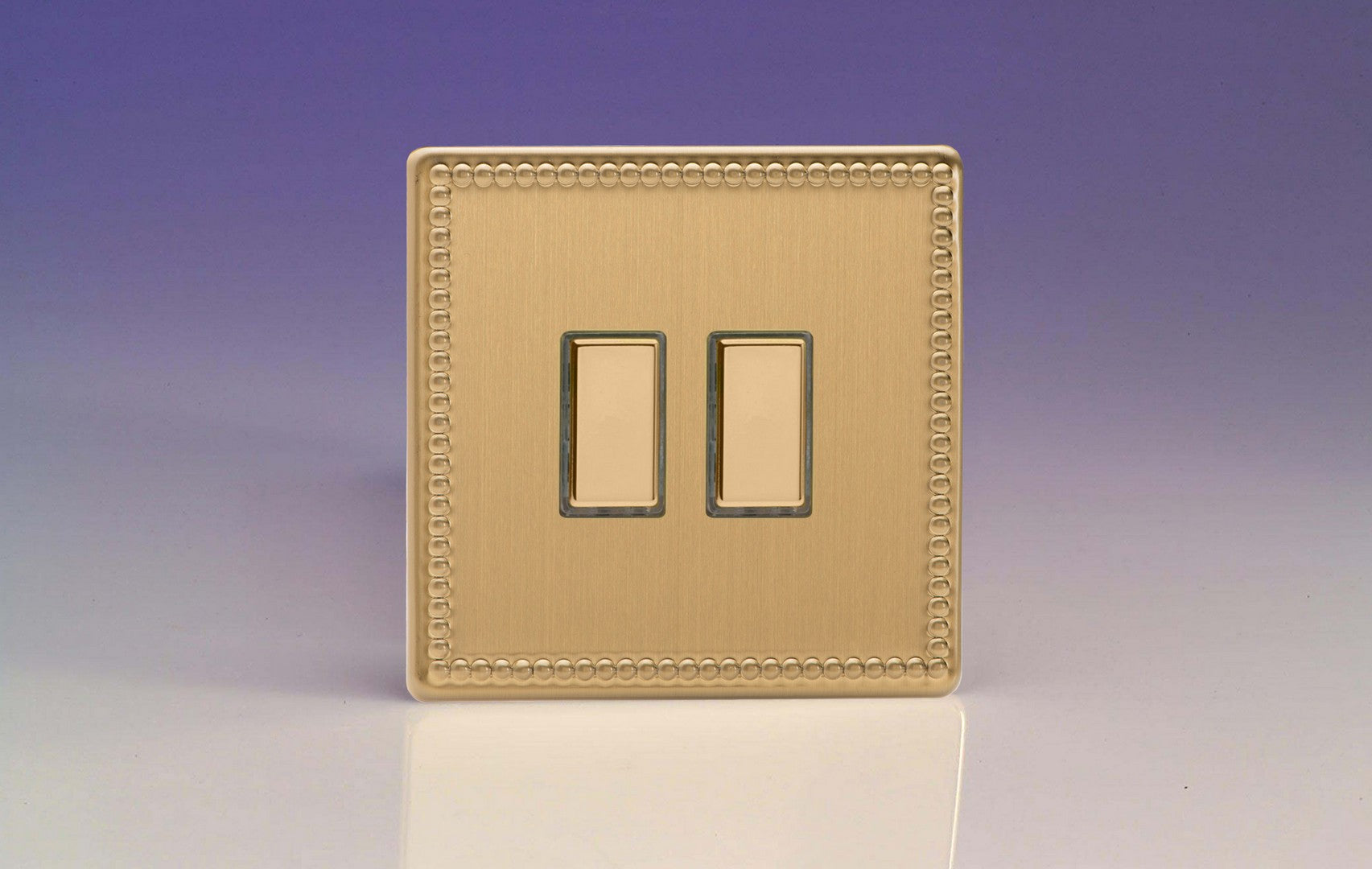 Varilight JDYES002S.JB Jubilee Brushed Brass 2-Gang Tactile Touch Control Dimming Slave for use with Multi-Point Touch or Remote Master on 2-Way Circuits