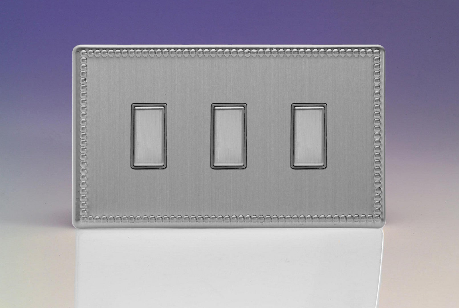 Varilight JDYES003S.JS Jubilee Brushed Steel 3-Gang Tactile Touch Control Dimming Slave for use with Multi-Point Touch or Remote Master on 2-Way Circuits (Twin Plate)