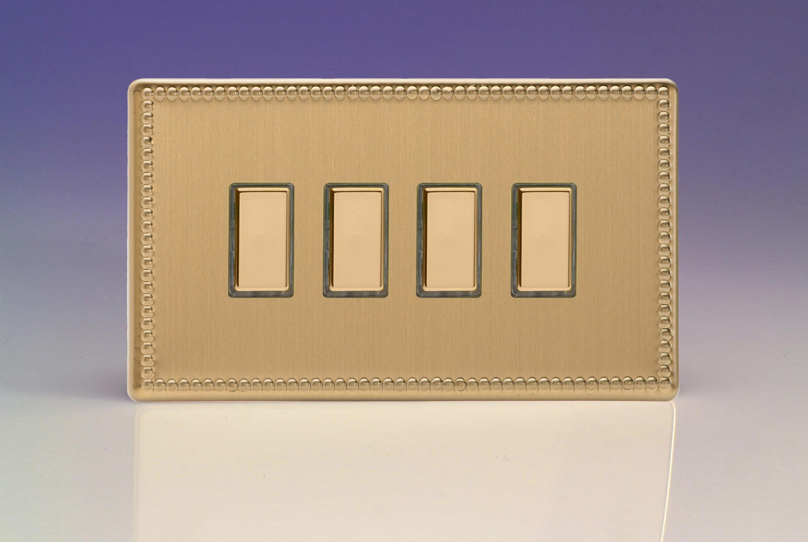 Varilight JDYES004S.JB Jubilee Brushed Brass 4-Gang Tactile Touch Control Dimming Slave for use with Multi-Point Touch or Remote Master on 2-Way Circuits (Twin Plate)