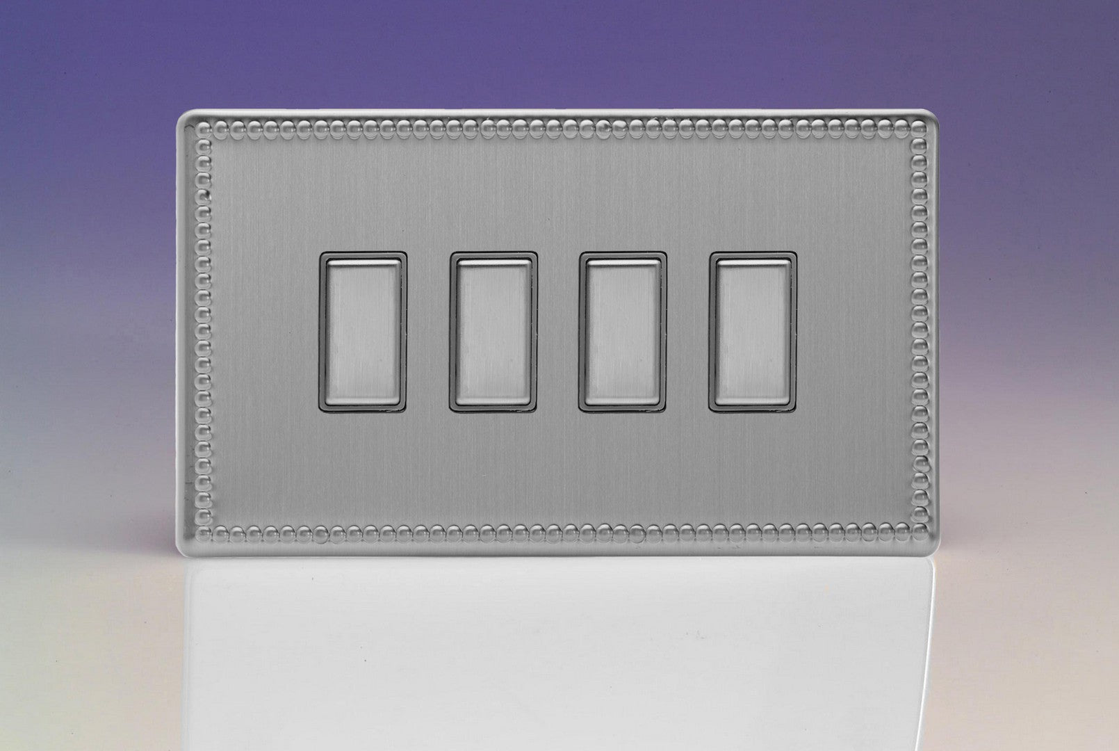 Varilight JDYES004S.JS Jubilee Brushed Steel 4-Gang Tactile Touch Control Dimming Slave for use with Multi-Point Touch or Remote Master on 2-Way Circuits (Twin Plate)
