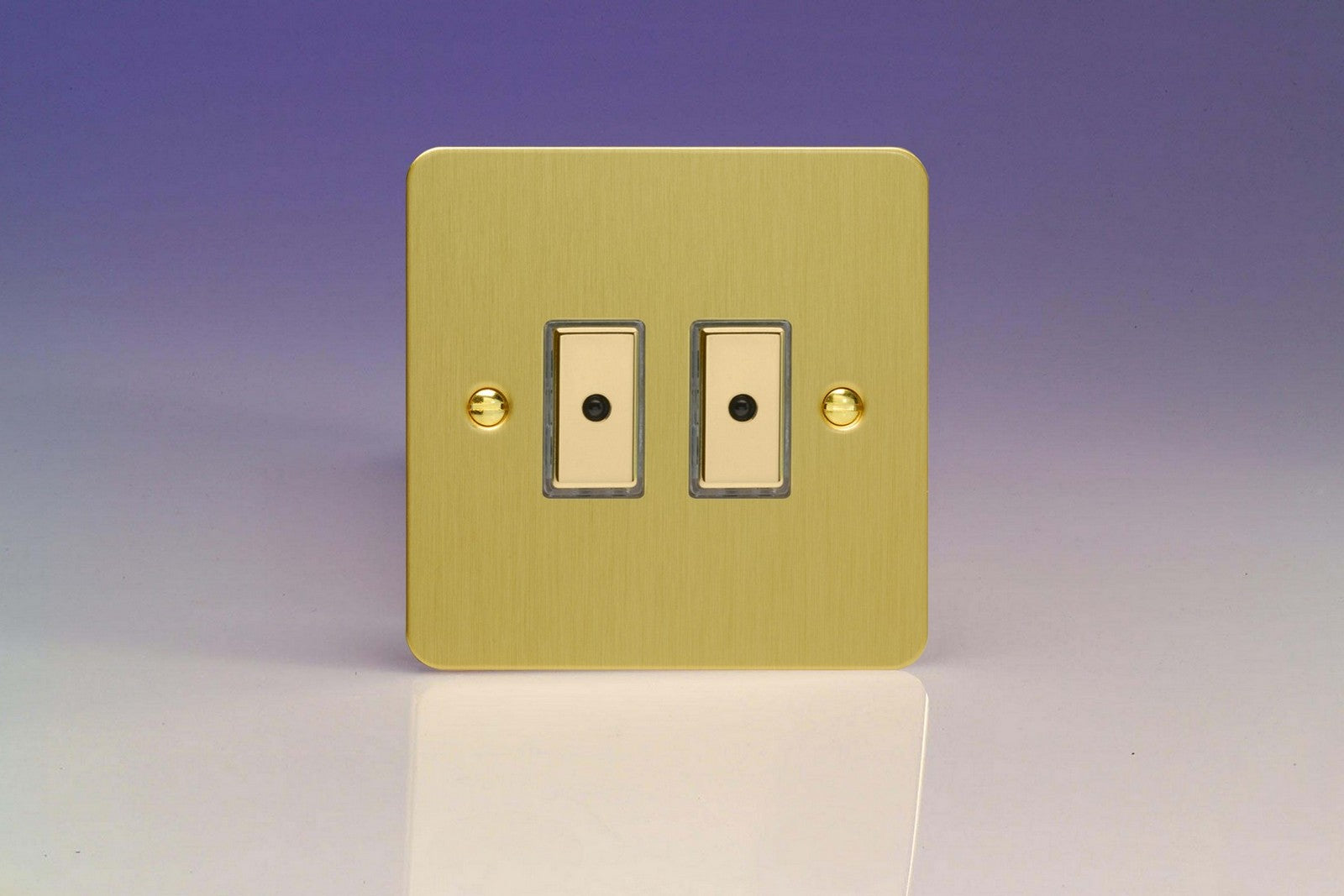 Varilight JFBE102 Ultraflat Brushed Brass 2-Gang Multi-Way Remote/Tactile Touch Control Master LED Dimmer 2 x 0-100W (1-10 LEDs)