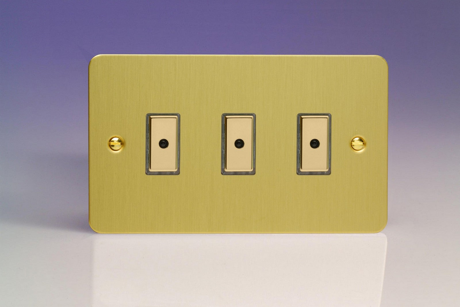 Varilight JFBE103 Ultraflat Brushed Brass 3-Gang Multi-Way Remote/Tactile Touch Control Master LED Dimmer 3 x 0-100W (1-10 LEDs)