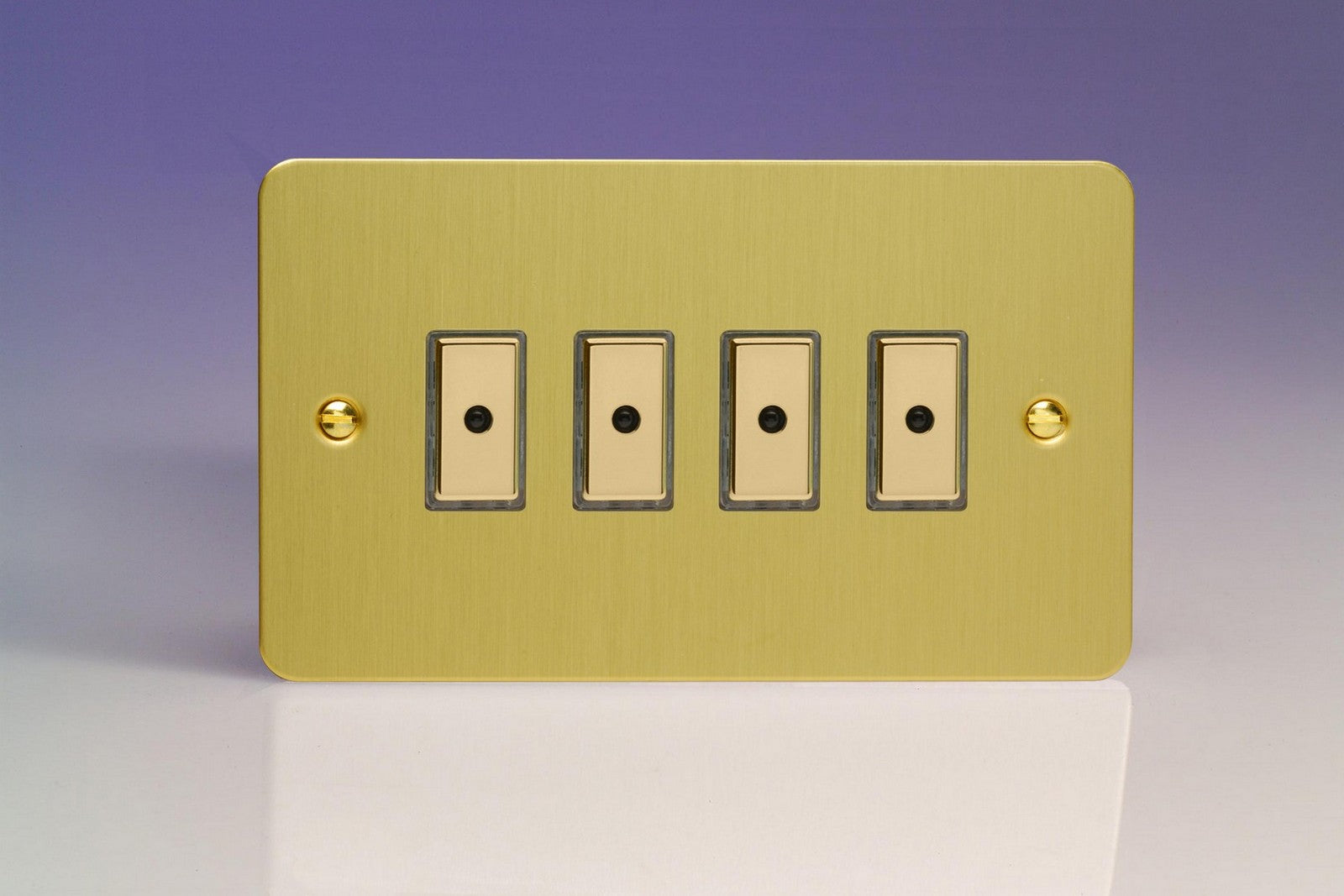 Varilight JFBE104 Ultraflat Brushed Brass 4-Gang Multi-Way Remote/Tactile Touch Control Master LED Dimmer 4 x 0-100W (1-10 LEDs)