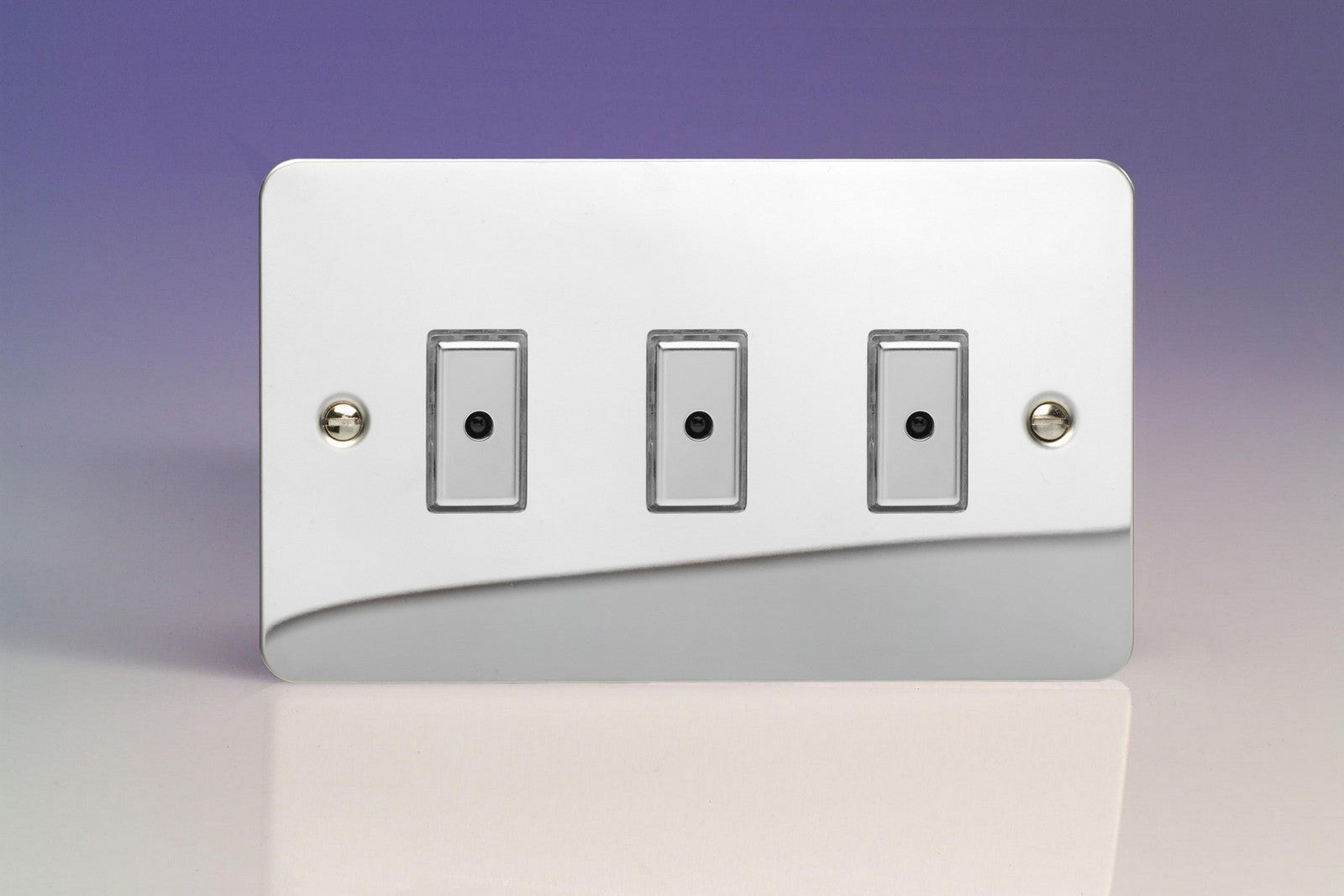 Varilight JFCE103 Ultraflat Polished Chrome 3-Gang Multi-Way Remote/Tactile Touch Control Master LED Dimmer 3 x 0-100W (1-10 LEDs)