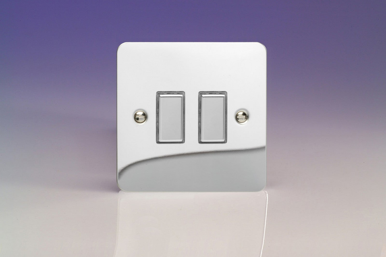 Varilight JFCES002 Ultraflat Polished Chrome 2-Gang Tactile Touch Control Dimming Slave for use with Multi-Point Touch or Remote Master on 2-Way Circuits