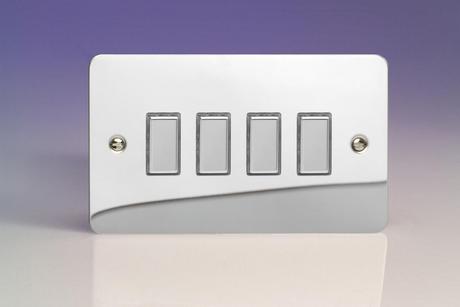 Varilight JFCES004 Ultraflat Polished Chrome 4-Gang Tactile Touch Control Dimming Slave for use with Multi-Point Touch or Remote Master on 2-Way Circuits (Twin Plate)