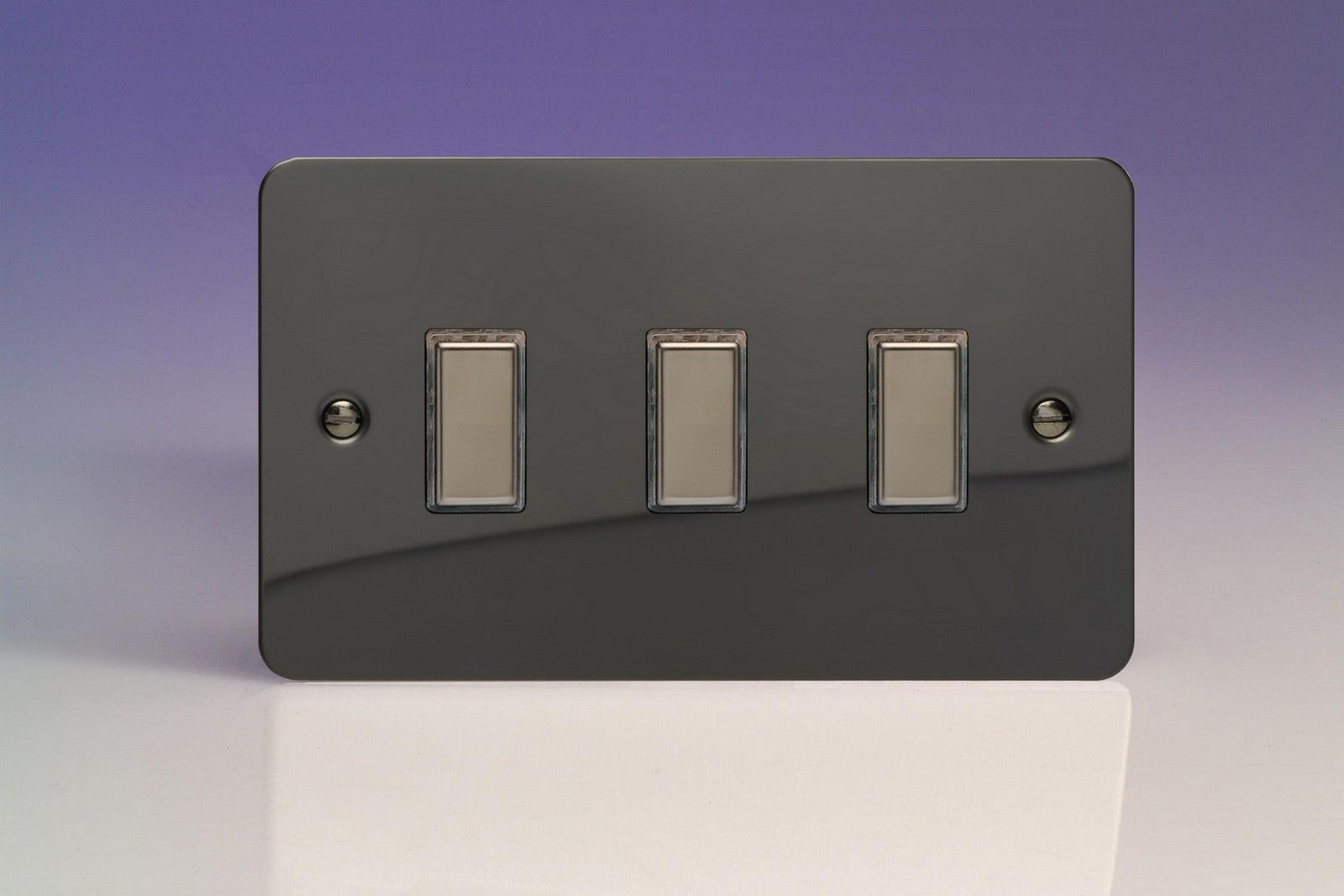 Varilight JFIES003 Ultraflat Iridium 3-Gang Tactile Touch Control Dimming Slave for use with Multi-Point Touch or Remote Master on 2-Way Circuits (Twin Plate)